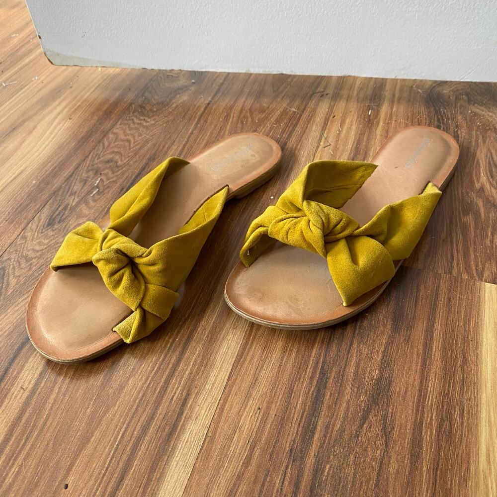 JEFFREY CAMPBELL Zocalo Suede Yellow Knot Slide Sandals Size 10 - Picture 10 of 10